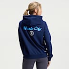 Sudadera con gorro sin cierre Nike Dri-FIT de la NFL para mujer Tennessee Titans Rivalries Collection Sideline