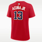 Playera Nike de la MLB para mujer Ronald Acuña Jr. Atlanta Braves