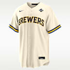Brice Turang Milwaukee Brewers 2026 World Series Participant Men's Nike MLB Replica Jersey