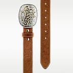 Nike Country Men's Rhinestone Plaque Buckle Embossed Leather Belt