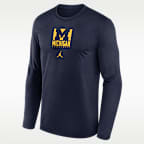 Playera de manga larga universitaria marca Jordan para hombre Dri-FIT Michigan Courtside