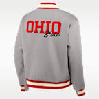 Chamarra bomber universitaria Nike de cierre a presión de largo completo para hombre Ohio State Legacy