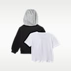 Conjunto de três peças Lifestyle com hoodie e t-shirt Nike para bebé (12–24 meses)