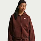 Sudadera con gorro oversized de cierre completo para niña talla grande Nike Sportswear Studio Fleece