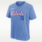 Playera Nike de la MLB para niños talla grande Ronald Acuña Jr., Atlanta Braves, edición City Connect