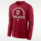 Playera de manga larga universitaria Nike para hombre USC Legacy Arched Logo