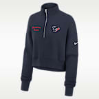 Sudadera de cuello redondo Nike de la NFL cropped de cierre de 1/4 para mujer Houston Texans Phoenix