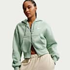 Sudadera con gorro holgada cropped con cierre completo para mujer Nike Sportswear Phoenix Fleece