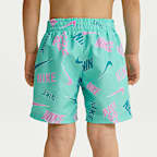 Conjunto de playera de manga larga y shorts para niño talla pequeña Nike Swim Breaker Logo Tape