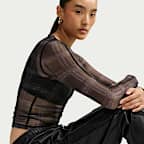Nike Sportswear Women's Slim Long-Sleeve Checked Mesh Top