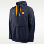 West Virginia Sideline Anorak Men's Nike College 1/2-Zip Hooded Jacket