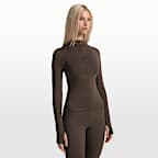 Playera de manga larga con cuello alto de medio cierre para mujer NikeSKIMS Matte