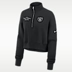 Sudadera de cuello redondo Nike de la NFL cropped con cierre de 1/4 para mujer Las Vegas Raiders Phoenix