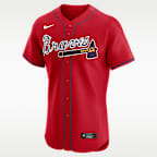 Jersey Nike Dri-FIT ADV de la MLB Elite para hombre Ronald Acuña Jr. Atlanta Braves