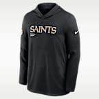 New Orleans Saints Pure Fury Sideline Men's Nike Dri-FIT NFL Long-Sleeve Hooded Top