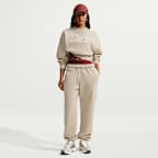 Oversized Nike Studio Fleece-sweatshirt i mellemkraftig kvalitet med rund hals og kort snit til kvinder