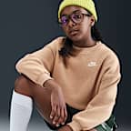 Sudadera de cuello redondo Dri-FIT de corte cuadrado para niña Nike Sportswear Club Fleece