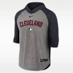 Cleveland Guardians Authentic Collection Flux Men's Nike Dri-FIT MLB 3/4-Sleeve Hooded T-Shirt