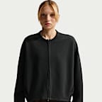 Playera Dri-FIT de cuello redondo oversized de cierre completo para mujer Nike 24.7 ImpossiblySoft