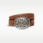 Nike Country Men's Rhinestone Plaque Buckle Embossed Leather Belt