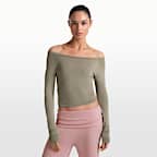 Playera de manga larga con hombros descubiertos para mujer NikeSKIMS Stretch Knit