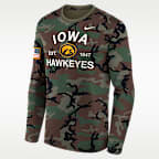 Playera de manga larga universitaria Nike Dri-FIT para hombre Iowa 2025 Military Appreciation Legend