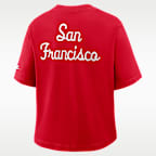 Playera Nike de la NFL para mujer San Francisco 49ers Rewind Pocket Boxy