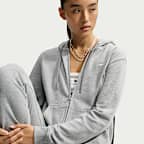 เสื้อมีฮู้ดซิปยาวผู้หญิง Nike Studio Fleece น้ำหนักเบา