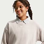 Nike Sportswear Studio Sudadera de cuello redondo y ajuste cuadrado de tejido Fleece - Niña