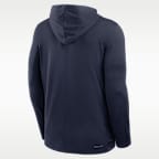 Playera de manga larga universitaria Nike Dri-FIT con gorro para hombre West Virginia Sideline
