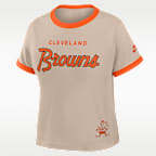 Cleveland Browns Rewind Ringer Mod Women's Nike NFL Cropped T-Shirt
