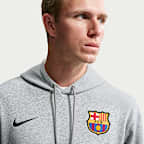 Sudadera con gorro sin cierre de futbol Nike de French Terry para hombre FC Barcelona Club