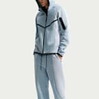 Calças de lã cardada com bainha aberta e bloco de cor Nike Tech para homem