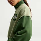 Nike Studio Fleece Medium Weight oversized cropped top met korte rits voor dames
