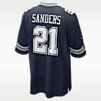 Jersey Nike de la NFL Game para hombre Deion Sanders Dallas Cowboys Retired