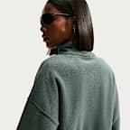 Top cropped oversized de cierre de 1/4 para mujer Nike Studio Fleece Medium Weight Plush