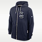 Dallas Cowboys Sideline Standard Issue Men's Nike Dri-FIT NFL Full-Zip Hoodie