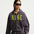 Nike Studio Fleece Medium Weight Women's Oversized Full-Zip Cropped Hoodie