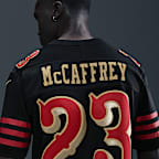 Jersey Nike Dri-FIT de la NFL Limited para hombre Christian McCaffrey San Francisco 49ers Rivalries Collection