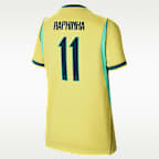 Jersey de futbol Nike Dri-FIT de la selección de Brasil local 2026 Stadium Raphinha para niños talla grande