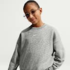 Sudadera de cuello redondo de tejido Fleece de corte cuadrado para niña Nike Sportswear Studio
