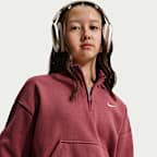 Nike Sportswear Studio Fleece Oversize-Oberteil mit Viertelreißverschluss (ältere Kinder, Mädchen)
