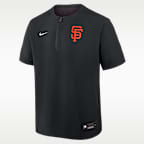 Rompevientos de manga corta Nike Dri-FIT de la MLB con cierre 1/4 para hombre San Francisco Giants Authentic Collection