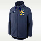 Milwaukee Brewers Authentic Collection Men's Nike Therma-FIT MLB Full-Zip Hooded Jacket