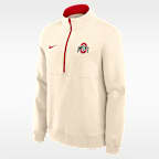 Sudadera de cuello redondo universitaria Nike de medio cierre para hombre Ohio State Primetime Primary Logo