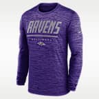 Playera de manga larga Nike Dri-FIT de la NFL para hombre Baltimore Ravens Sideline Team Issue Velocity