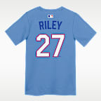 Playera Nike de la MLB para niños talla pequeña de Austin Riley, Atlanta Braves, edición City Connect