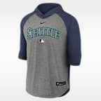 Playera de manga 3/4 con gorro Nike Dri-FIT de la MLB para hombre Seattle Mariners Authentic Collection Flux