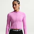 Playera de entrenamiento de cierre completo para mujer Nike Pro Seamless