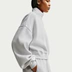 Nike Studio Fleece Medium Weight Crop top oversize con cremallera de 1/4 - Mujer